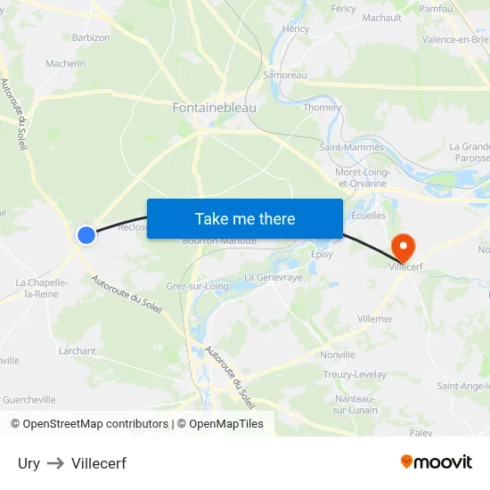 Ury to Villecerf map