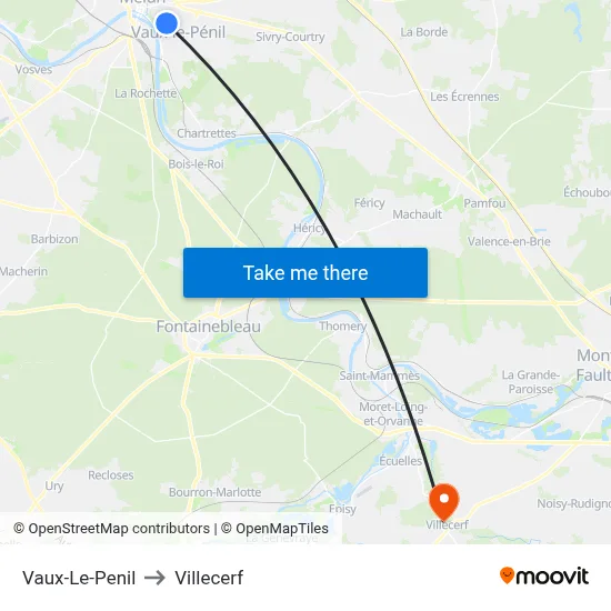 Vaux-Le-Penil to Villecerf map