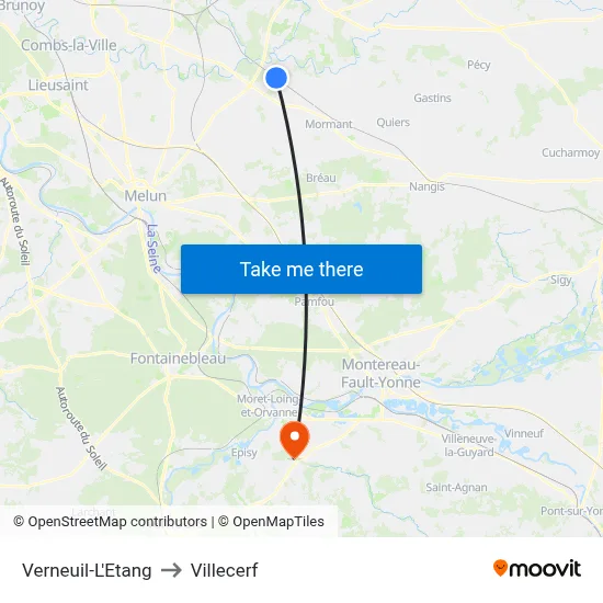 Verneuil-L'Etang to Villecerf map