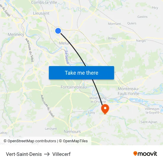 Vert-Saint-Denis to Villecerf map