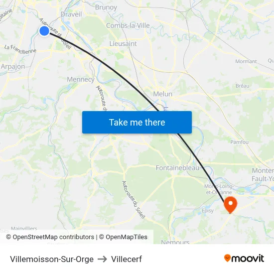 Villemoisson-Sur-Orge to Villecerf map
