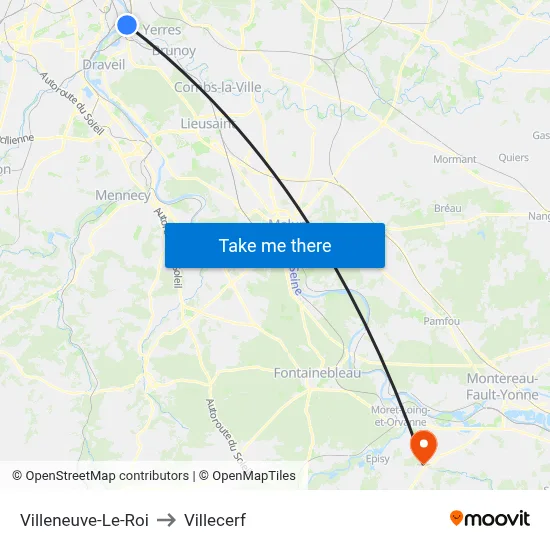 Villeneuve-Le-Roi to Villecerf map