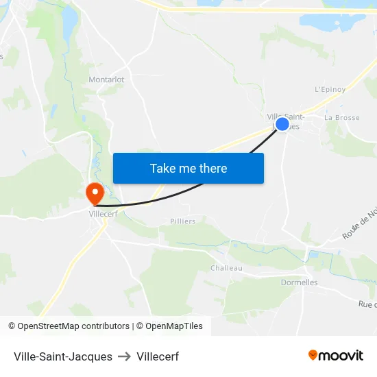 Ville-Saint-Jacques to Villecerf map