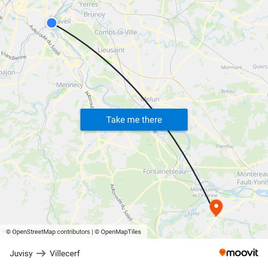 Juvisy to Villecerf map