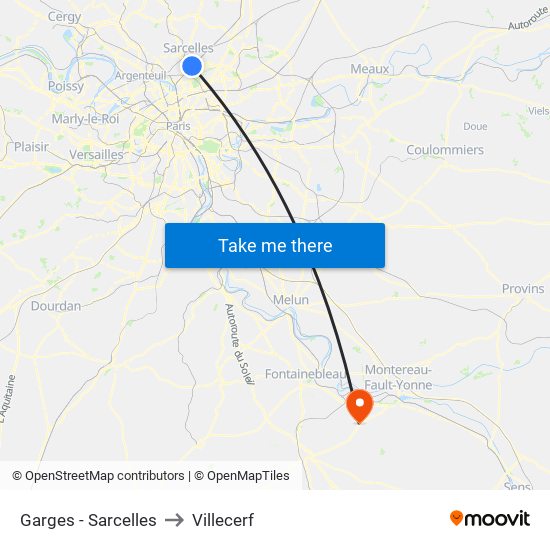 Garges - Sarcelles to Villecerf map