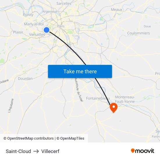 Saint-Cloud to Villecerf map