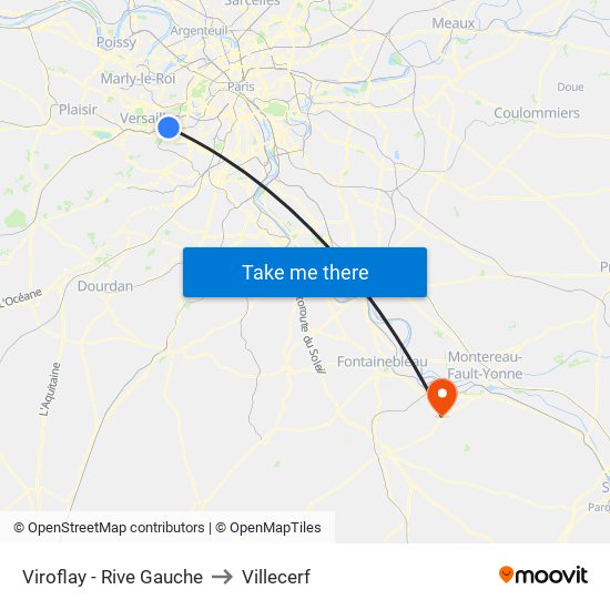 Viroflay - Rive Gauche to Villecerf map