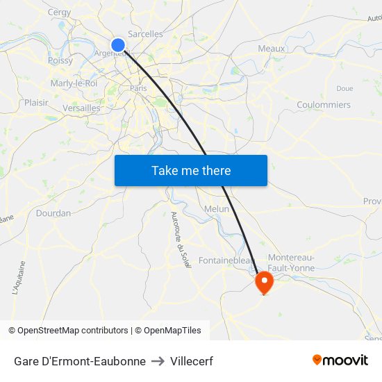 Gare D'Ermont-Eaubonne to Villecerf map