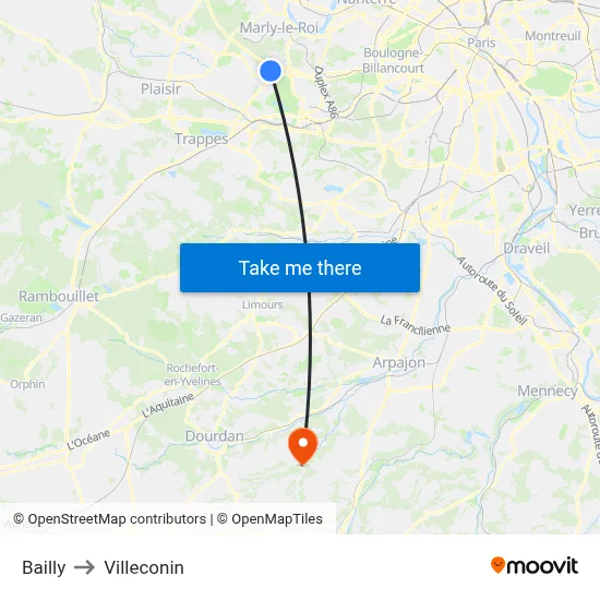 Bailly to Villeconin map