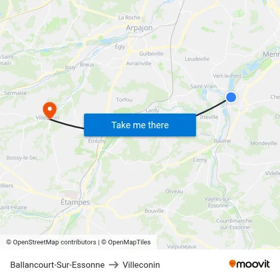 Ballancourt-Sur-Essonne to Villeconin map