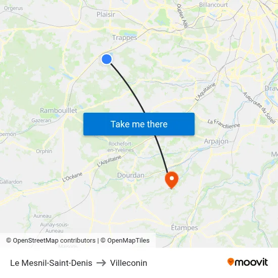 Le Mesnil-Saint-Denis to Villeconin map