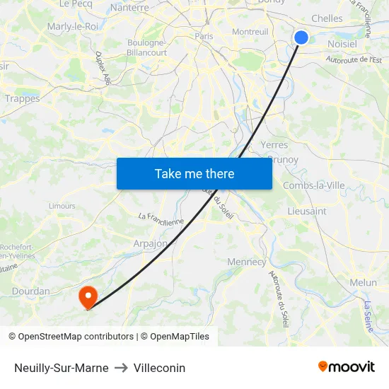 Neuilly-Sur-Marne to Villeconin map