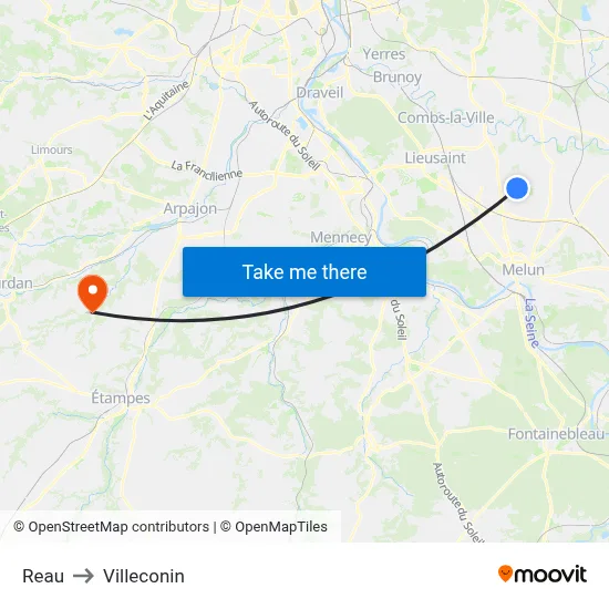 Reau to Villeconin map