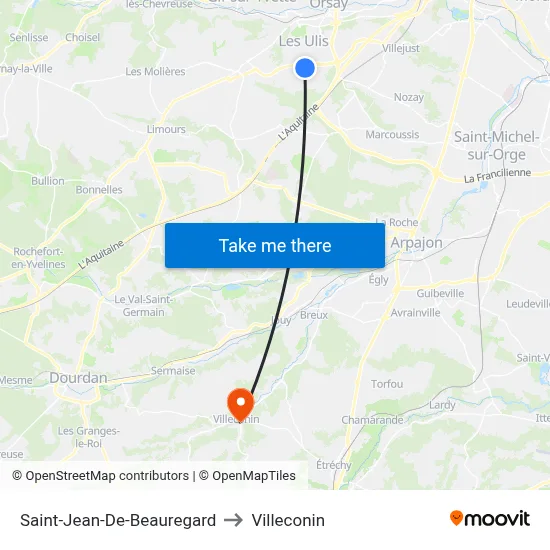 Saint-Jean-De-Beauregard to Villeconin map