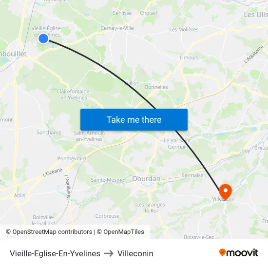 Vieille-Eglise-En-Yvelines to Villeconin map
