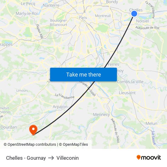 Chelles - Gournay to Villeconin map