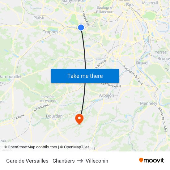 Gare de Versailles - Chantiers to Villeconin map