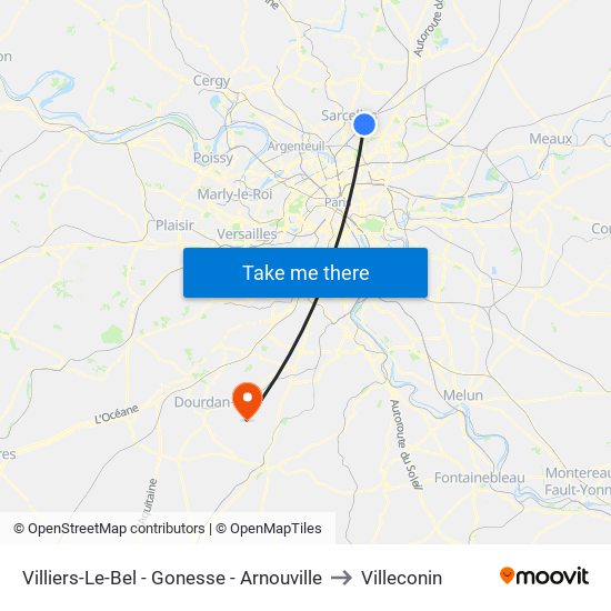 Villiers-Le-Bel - Gonesse - Arnouville to Villeconin map