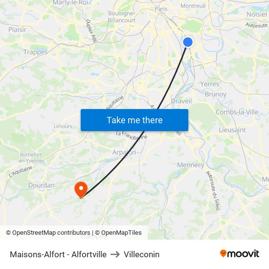Maisons-Alfort - Alfortville to Villeconin map