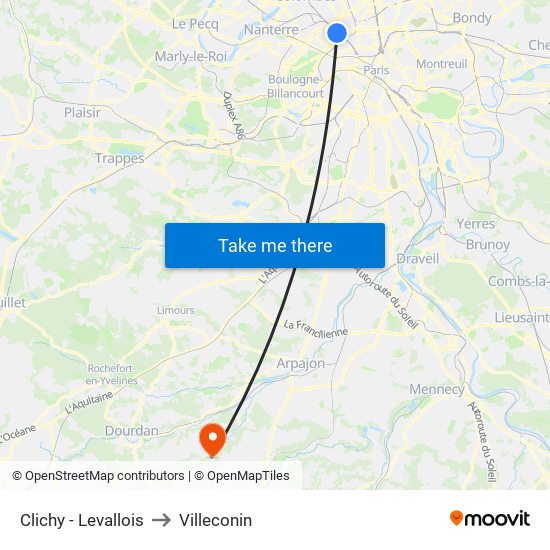 Clichy - Levallois to Villeconin map