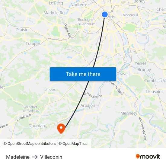 Madeleine to Villeconin map