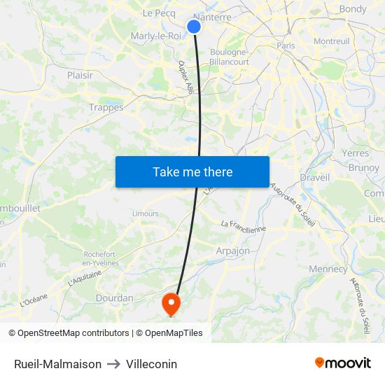 Rueil-Malmaison to Villeconin map