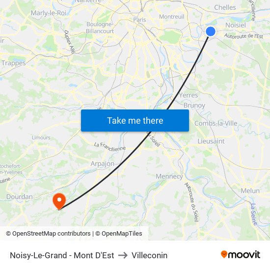 Noisy-Le-Grand - Mont D'Est to Villeconin map