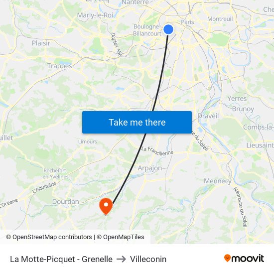 La Motte-Picquet - Grenelle to Villeconin map