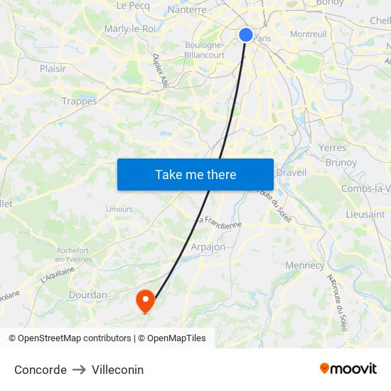 Concorde to Villeconin map