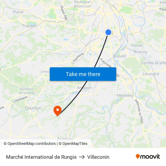 Marché International de Rungis to Villeconin map