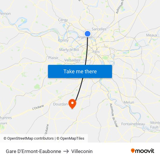 Gare D'Ermont-Eaubonne to Villeconin map