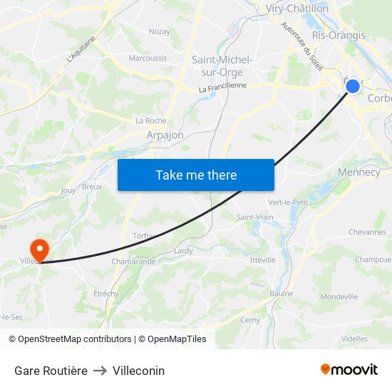 Gare Routière to Villeconin map