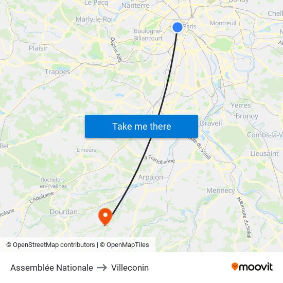 Assemblée Nationale to Villeconin map