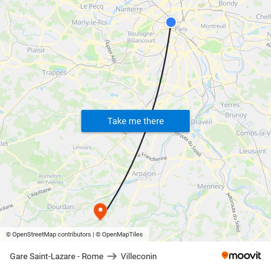Gare Saint-Lazare - Rome to Villeconin map