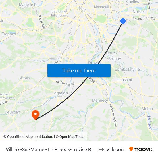 Villiers-Sur-Marne - Le Plessis-Trévise RER to Villeconin map