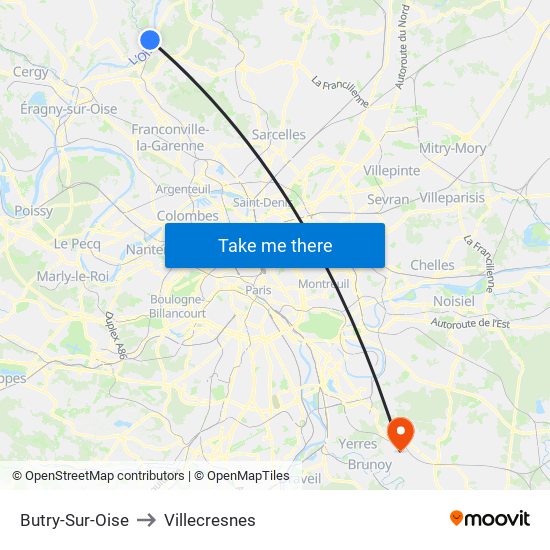 Butry-Sur-Oise to Villecresnes map
