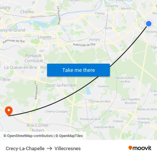 Crecy-La-Chapelle to Villecresnes map