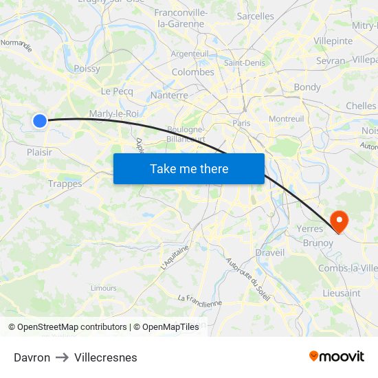 Davron to Villecresnes map