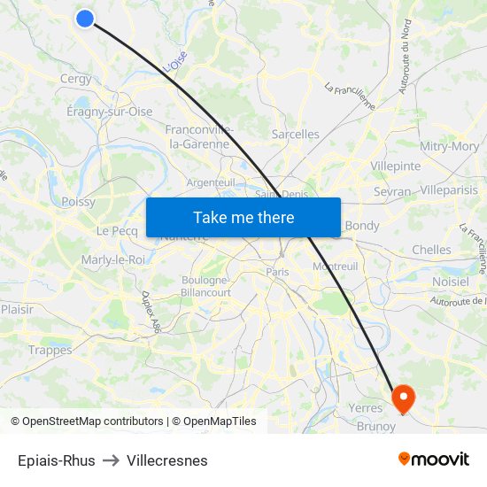 Epiais-Rhus to Villecresnes map