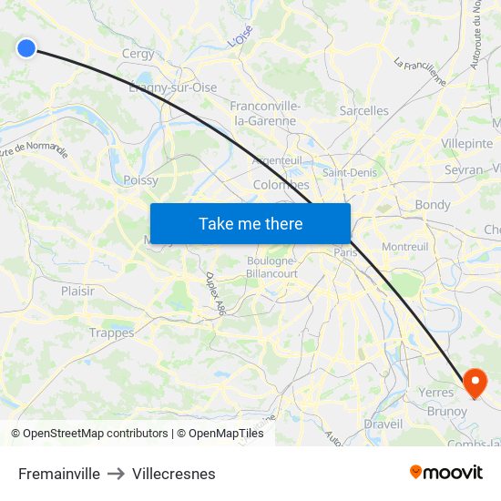 Fremainville to Villecresnes map