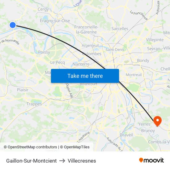 Gaillon-Sur-Montcient to Villecresnes map