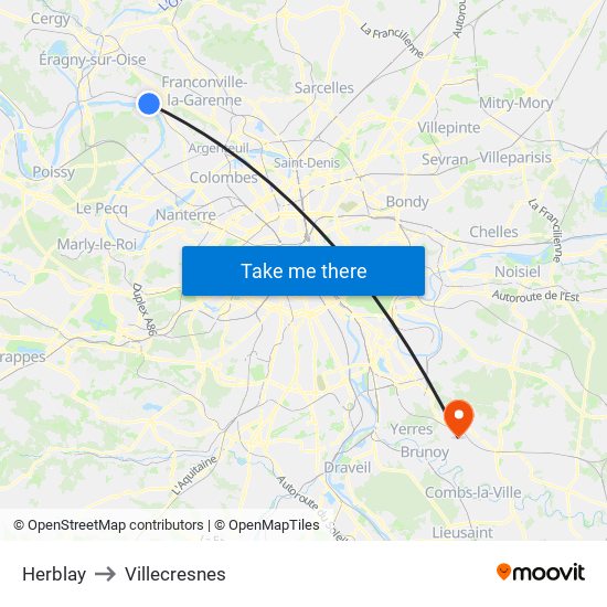 Herblay to Villecresnes map