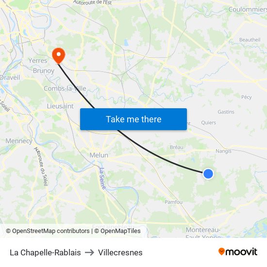 La Chapelle-Rablais to Villecresnes map