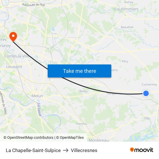 La Chapelle-Saint-Sulpice to Villecresnes map