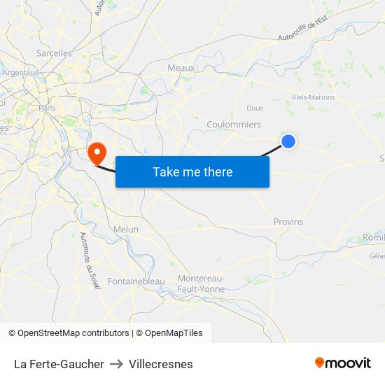 La Ferte-Gaucher to Villecresnes map