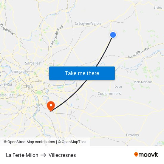 La Ferte-Milon to Villecresnes map