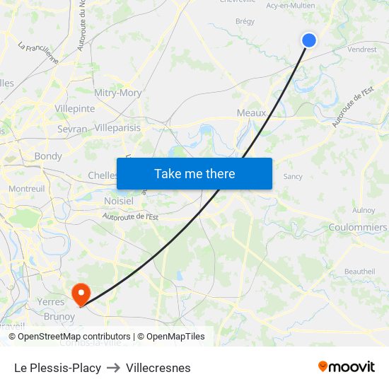 Le Plessis-Placy to Villecresnes map