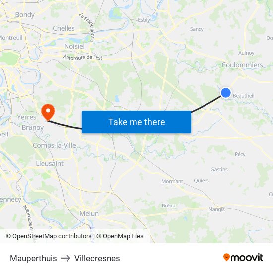 Mauperthuis to Villecresnes map