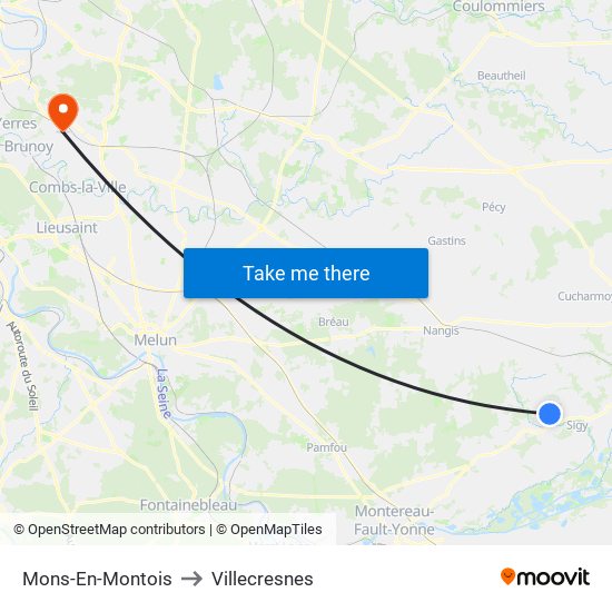 Mons-En-Montois to Villecresnes map
