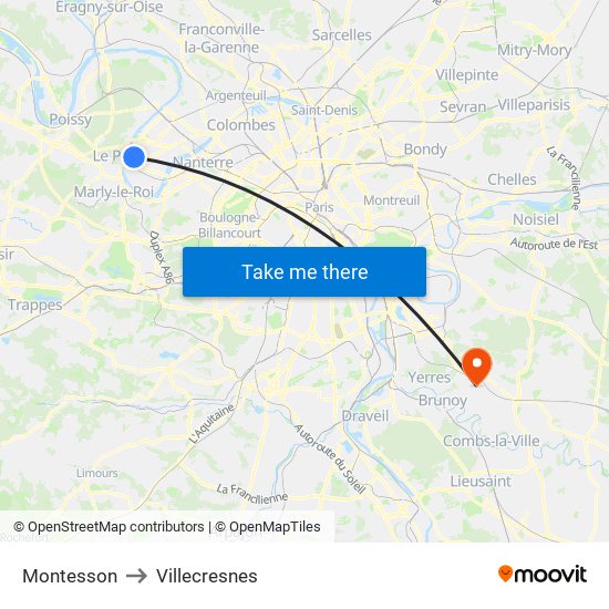 Montesson to Villecresnes map